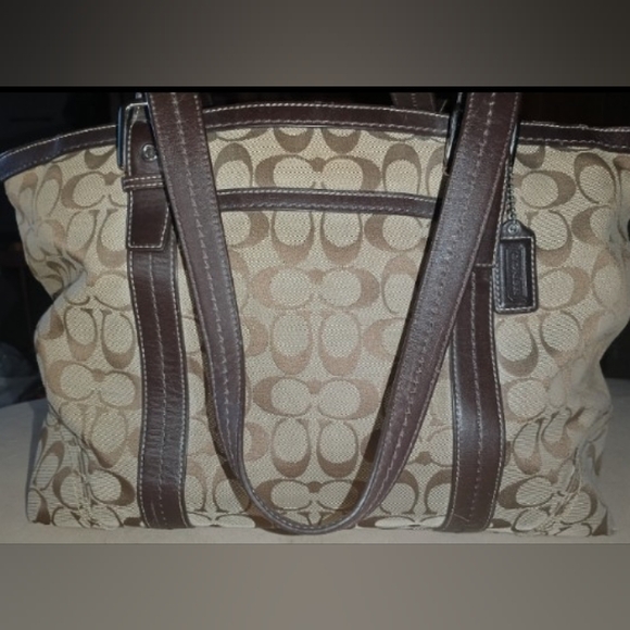 Coach Signature Tote Bag Brown And Tan - Picture 1 of 6